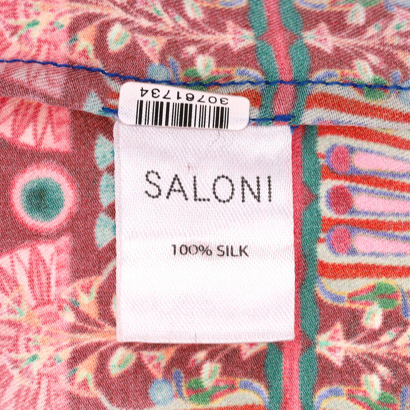 Saloni Lotus Print Pleated Silk Dress. Size 10UK