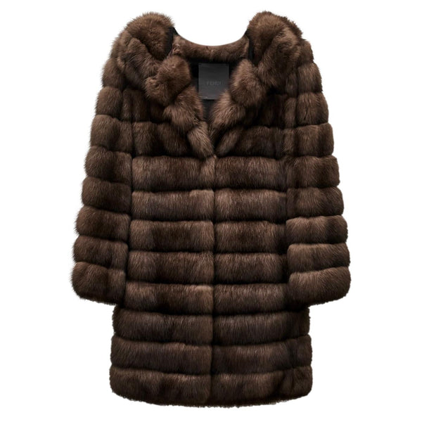 Fendi Mink Fur Hooded Coat. Size 42IT