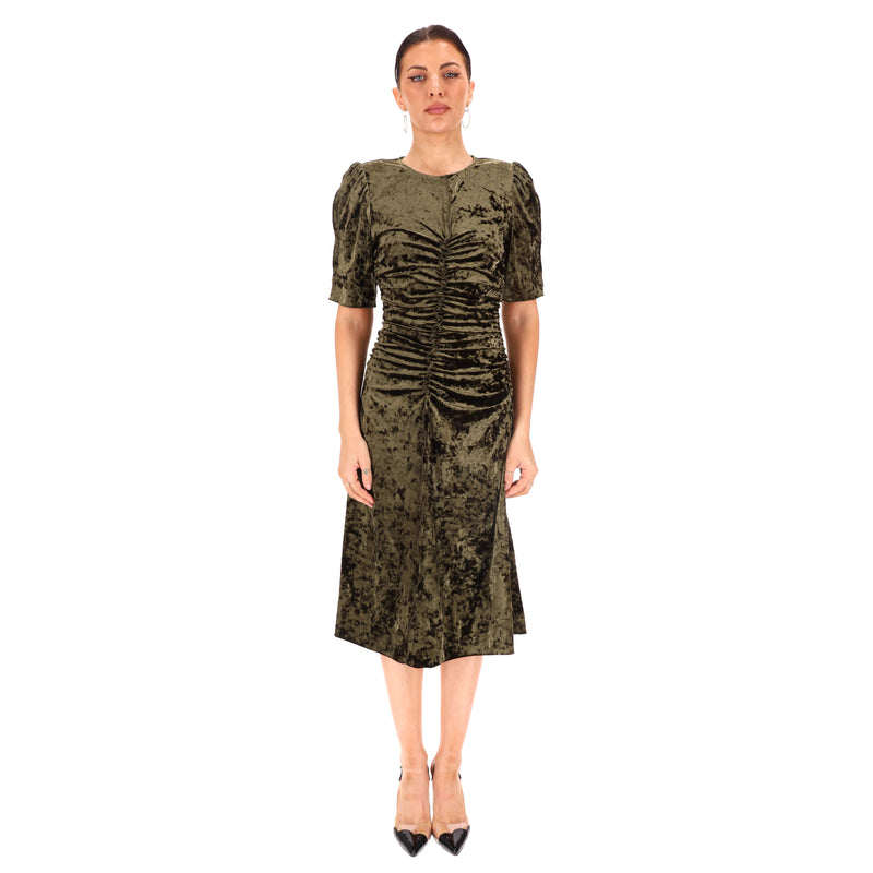 Sea Crushed Velvet Ruched Dress. Size S