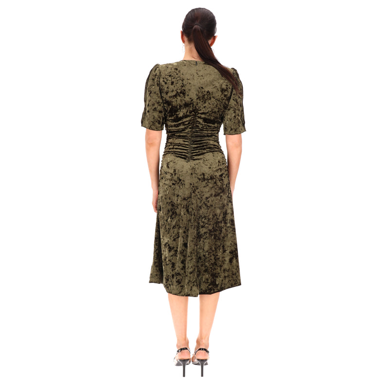 Sea Crushed Velvet Ruched Dress. Size S