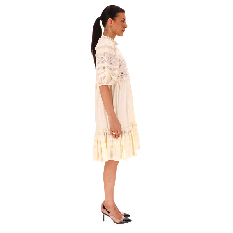 Sea Cotton Ruffle Embroidered Tiered Dress. Size 6US