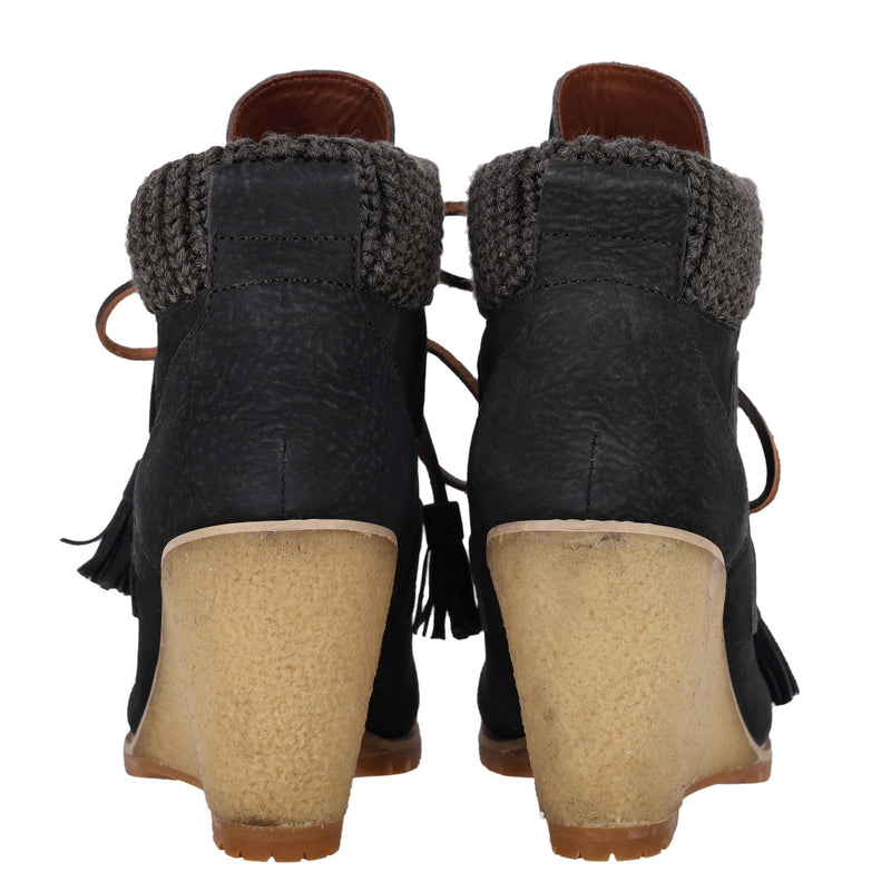 See By Chloe Suede Wedge Ankle Boots. Size 40