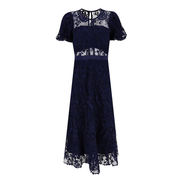 Self-Portrait Corded Guipure Lace Midi Dress. Size 8UK