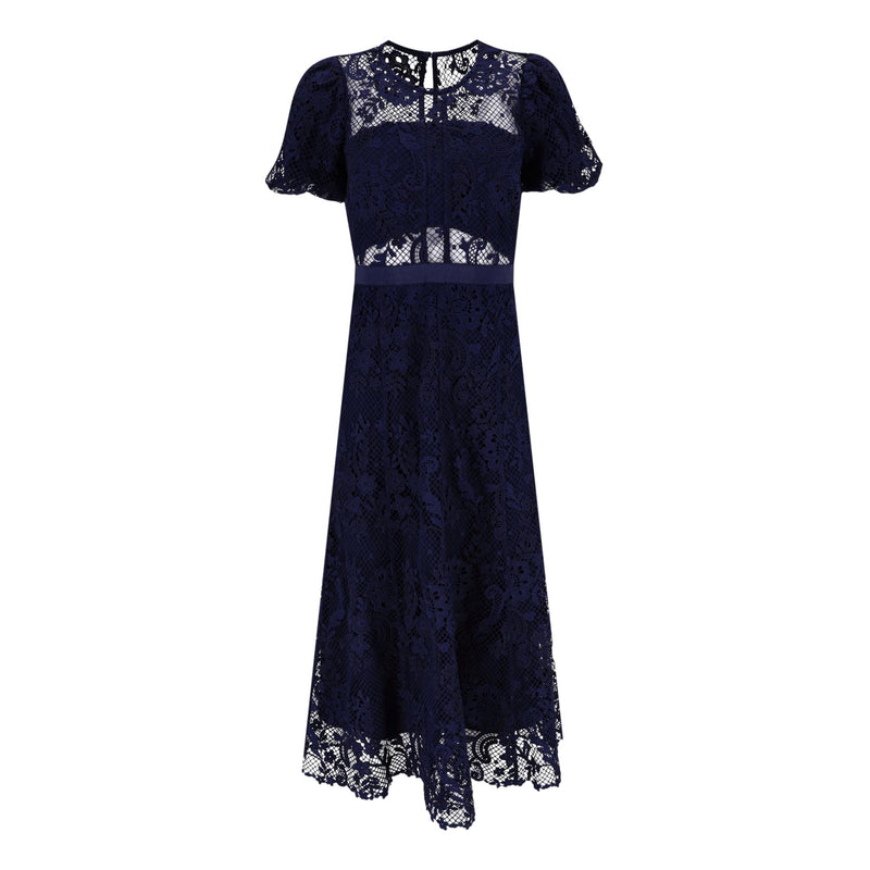 Self-Portrait Corded Guipure Lace Midi Dress. Size 8UK
