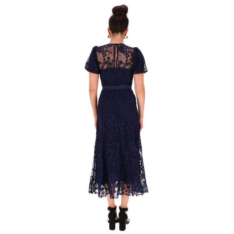 Self-Portrait Corded Guipure Lace Midi Dress. Size 8UK