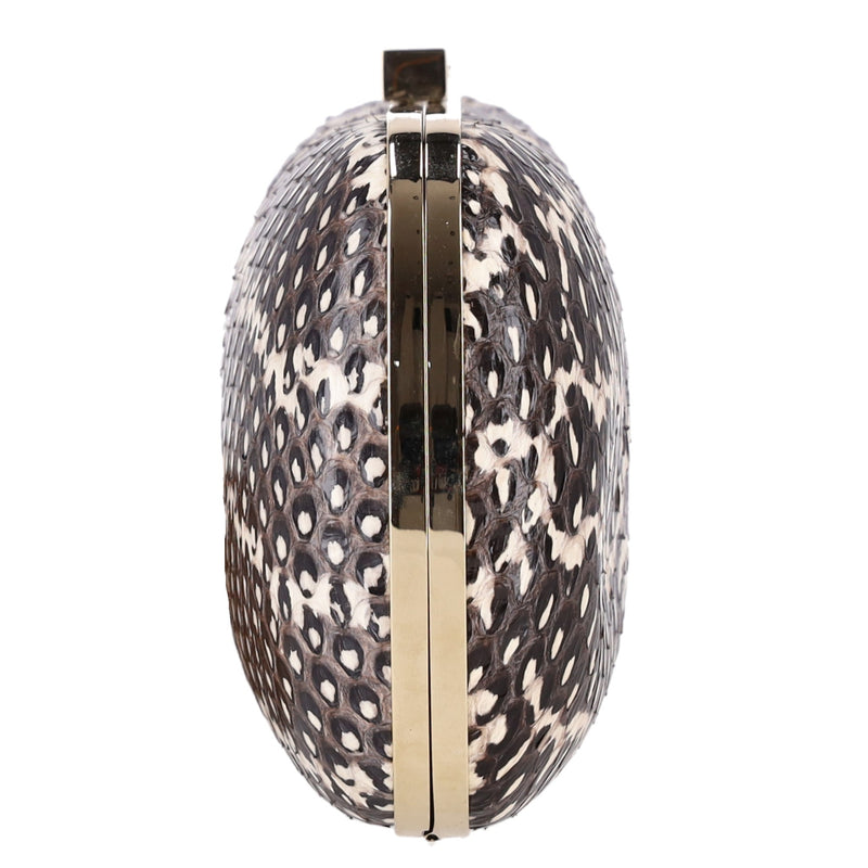 Sergio Rossi Lizard Skin Clutch Bag With Chain Strap