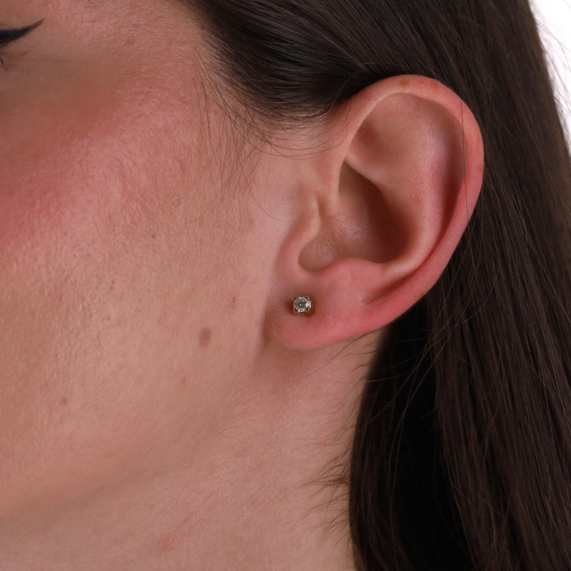 Diamond Solitaire Earrings Set In 18k Gold