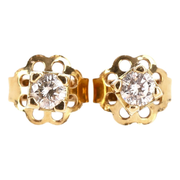 Diamond Solitaire Earrings Set In 18k Gold