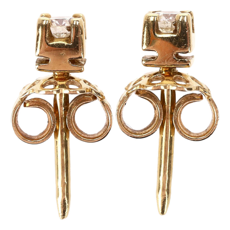 Diamond Solitaire Earrings Set In 18k Gold