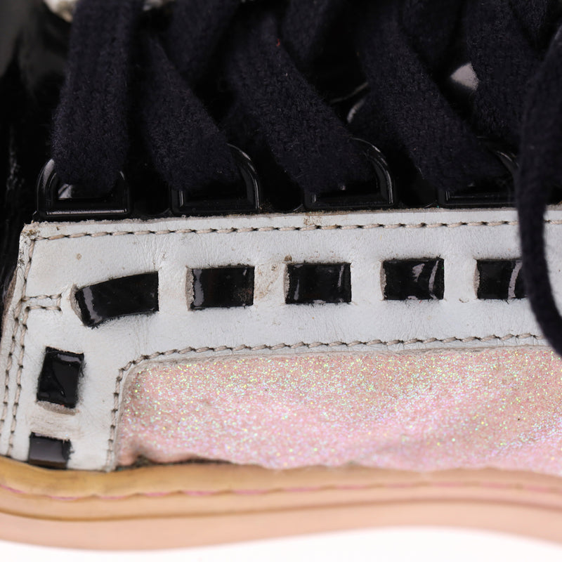 Sophia Webster Glitter-Detail Leather 'Riko' High-Top Sneakers. Size 37