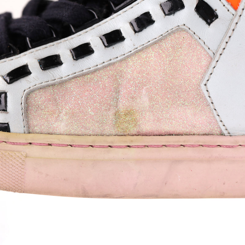 Sophia Webster Glitter-Detail Leather 'Riko' High-Top Sneakers. Size 37