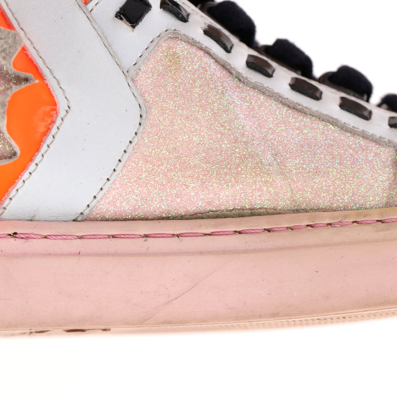 Sophia Webster Glitter-Detail Leather 'Riko' High-Top Sneakers. Size 37