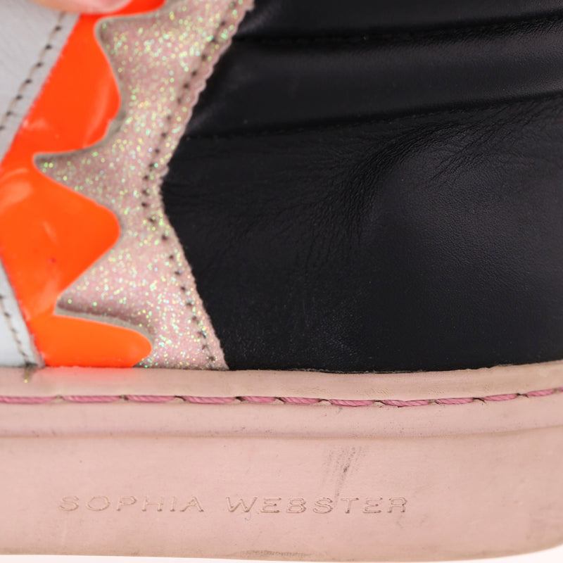 Sophia Webster Glitter-Detail Leather 'Riko' High-Top Sneakers. Size 37
