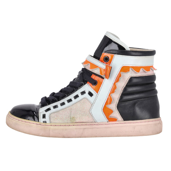 Sophia Webster Glitter-Detail Leather 'Riko' High-Top Sneakers. Size 37