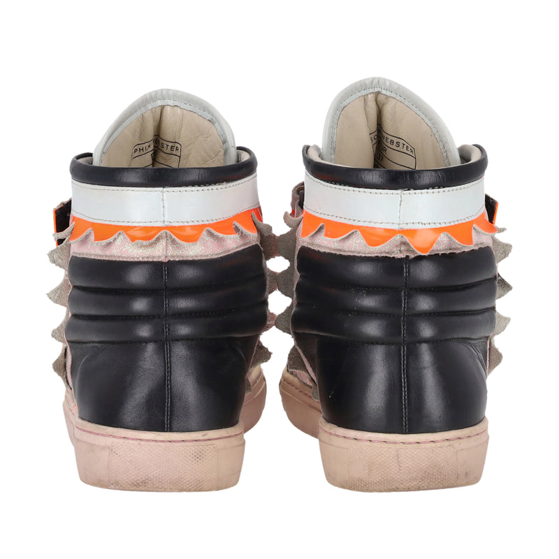 Sophia Webster Glitter-Detail Leather 'Riko' High-Top Sneakers. Size 37