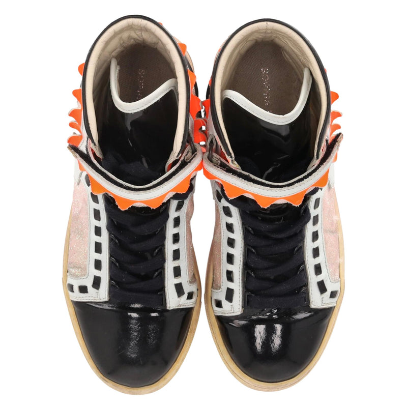 Sophia Webster Glitter-Detail Leather 'Riko' High-Top Sneakers. Size 37