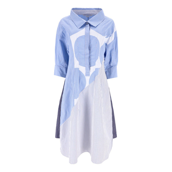 Stella McCartney Circle-Print Striped Cotton Shirt Dress. Size 42IT