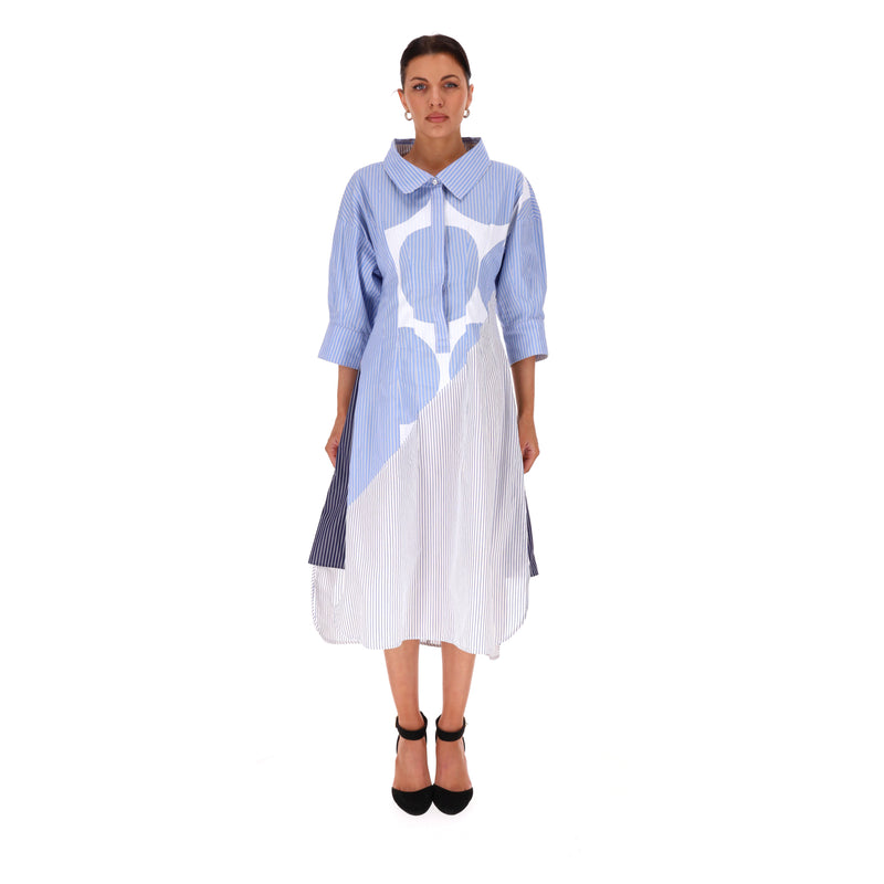 Stella McCartney Circle-Print Striped Cotton Shirt Dress. Size 42IT
