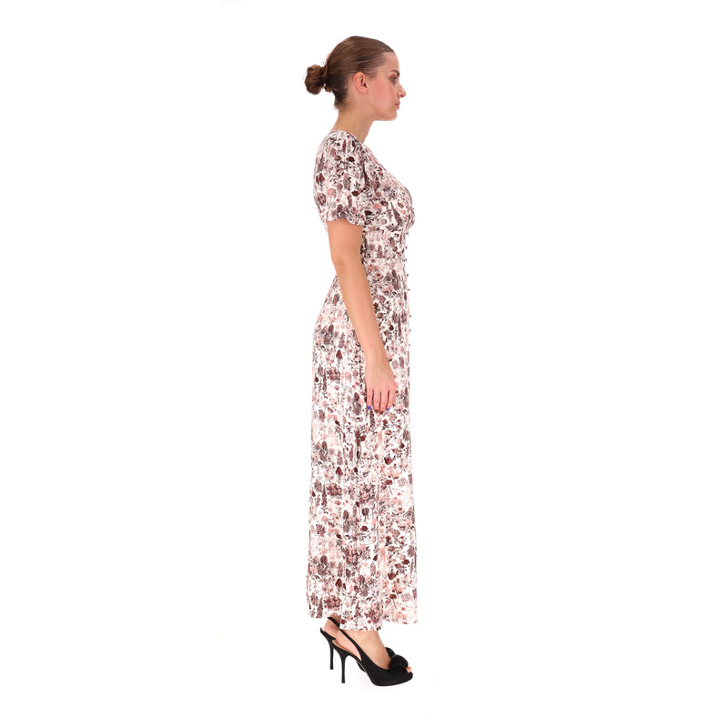 TVF for DVF Floral Print Puff-Sleeve Midi Dress. Size 6US