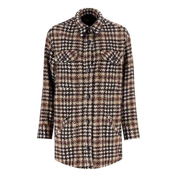 The Kooples Wool Blend Oversized Houndstooth Tweed Jacket/Shacket. Size 1EU
