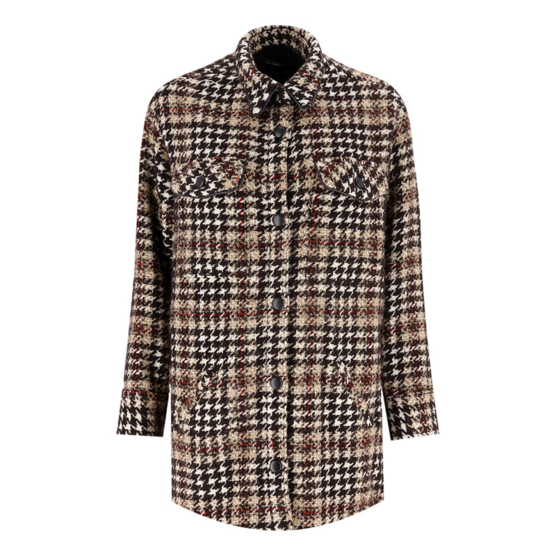 The Kooples Wool Blend Oversized Houndstooth Tweed Jacket/Shacket. Size 1EU
