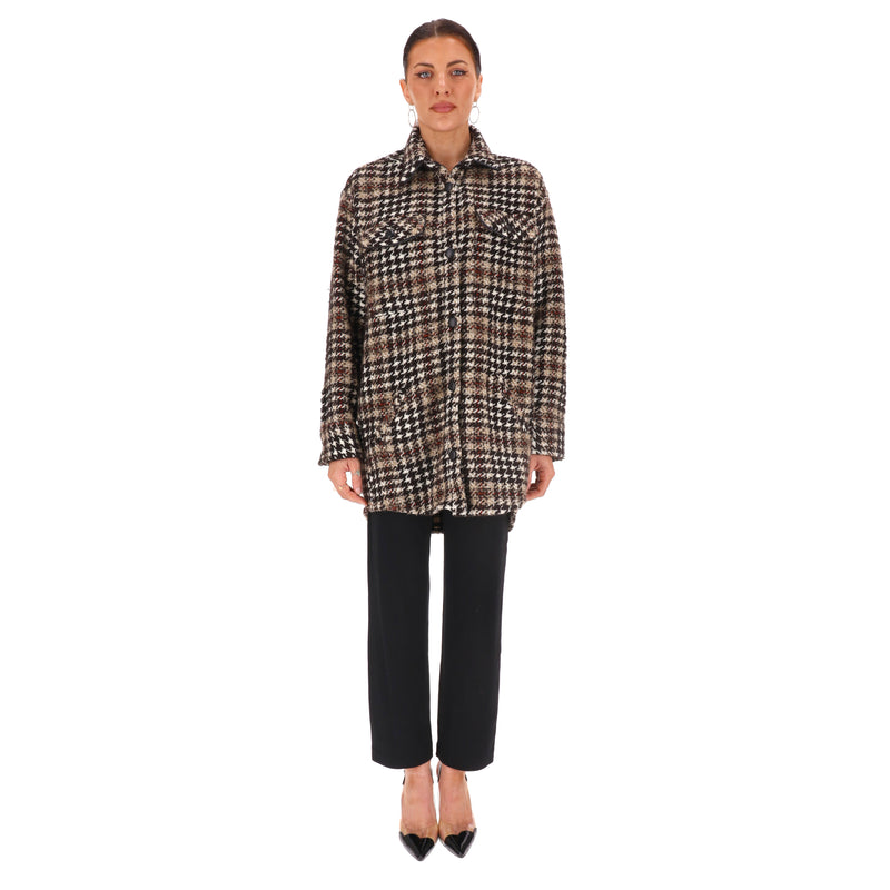 The Kooples Wool Blend Oversized Houndstooth Tweed Jacket/Shacket. Size 1EU