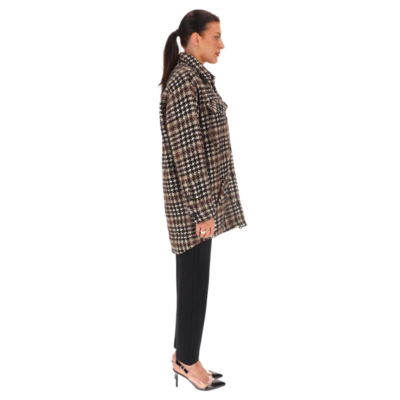 The Kooples Wool Blend Oversized Houndstooth Tweed Jacket/Shacket. Size 1EU
