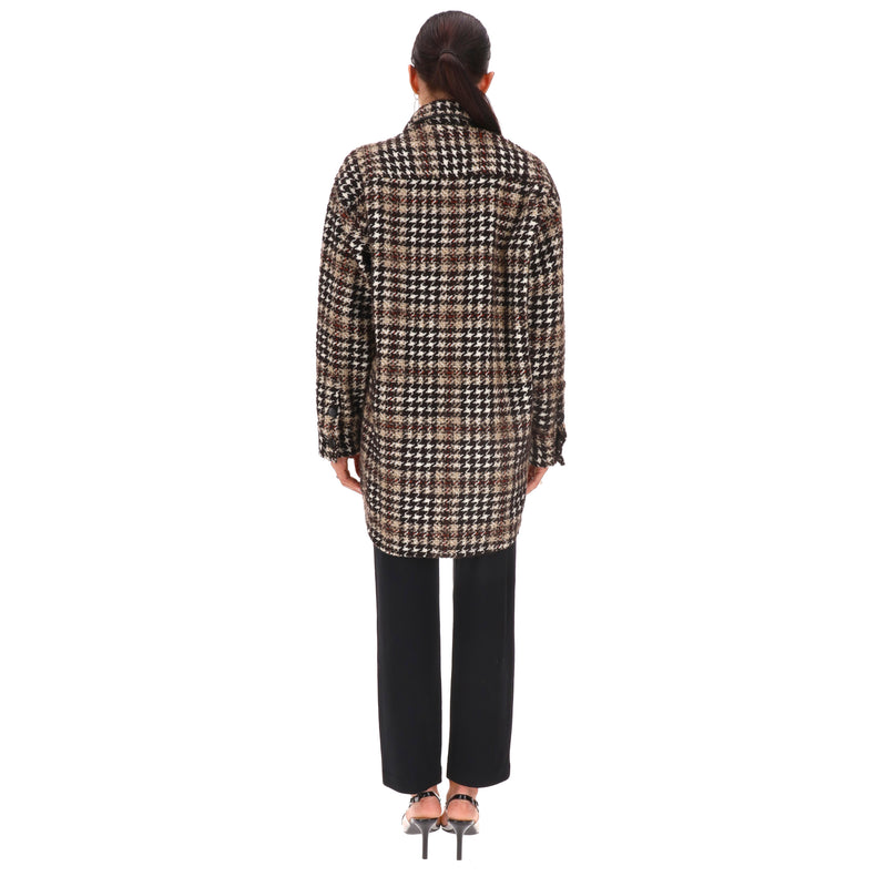 The Kooples Wool Blend Oversized Houndstooth Tweed Jacket/Shacket. Size 1EU
