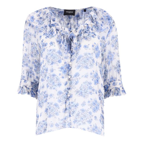 The Kooples Floral Frill Detail Sheer Top. Size 3