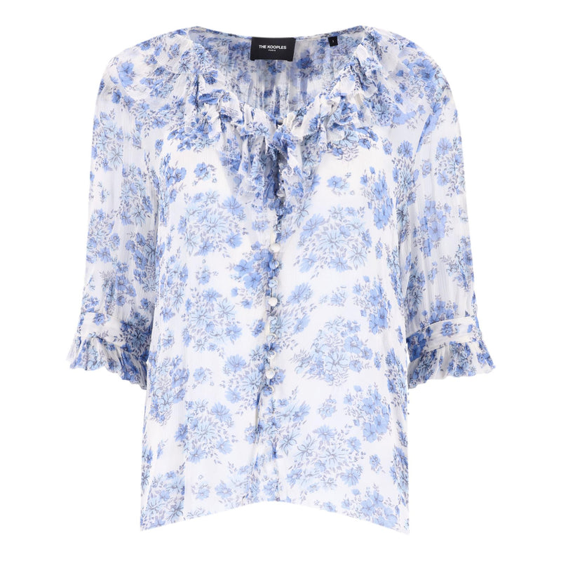 The Kooples Floral Frill Detail Sheer Top. Size 3