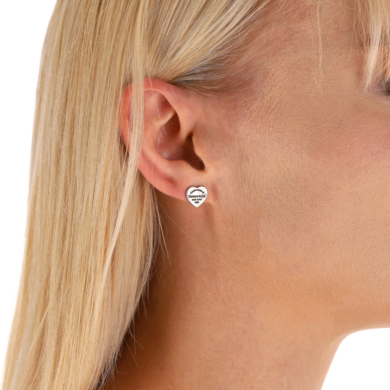 Tiffany & Co. 925 Sterling Silver 'Return To Tiffany' Heart Tag Earrings