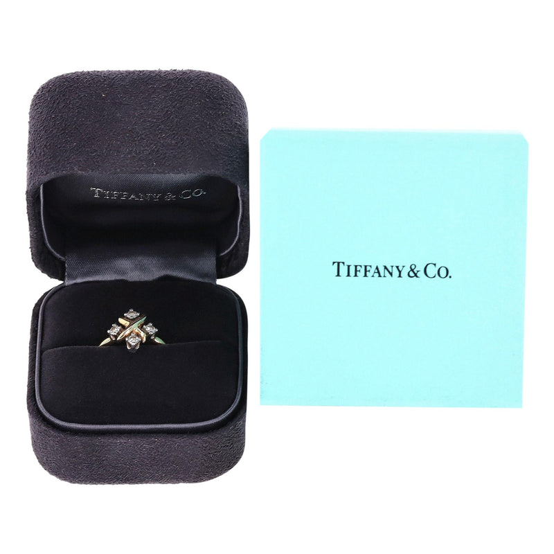 Tiffany & Co 18K Gold, Platinum & Diamond Schlumberger Lynn Ring