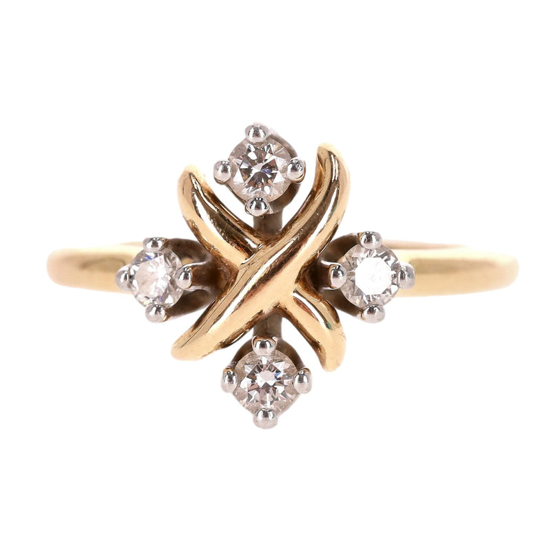 Tiffany & Co 18K Gold, Platinum & Diamond Schlumberger Lynn Ring