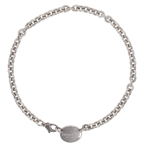Tiffany & Co. Return To Tiffany 925 Sterling Silver Oval Tag Necklace