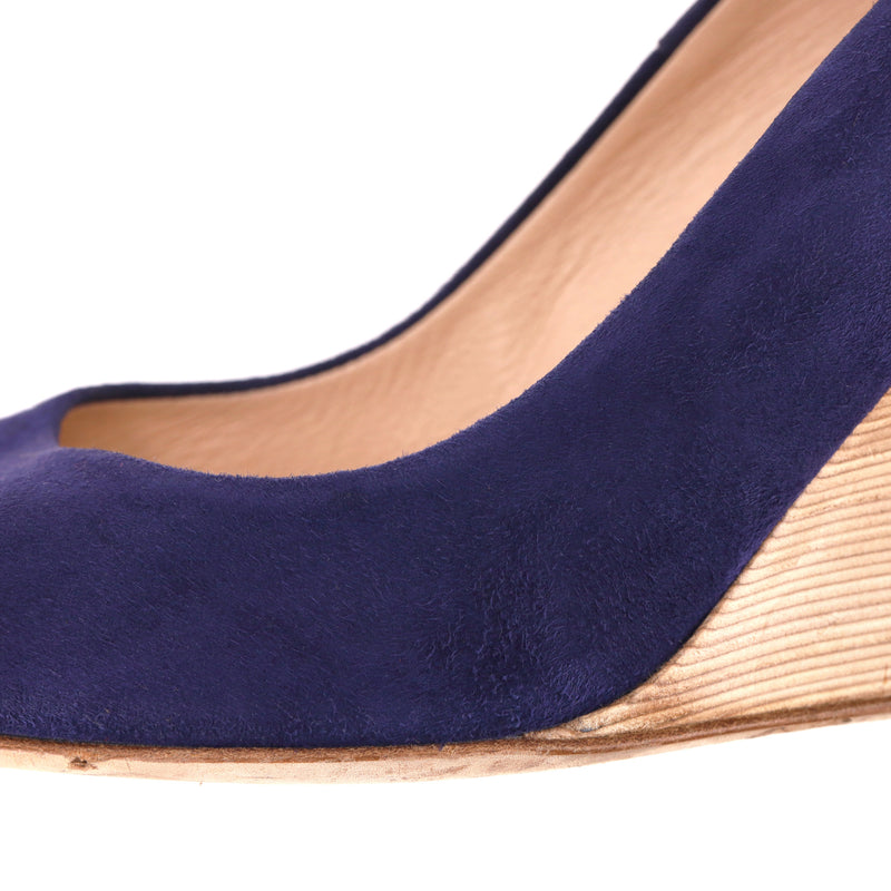 Tod's Suede Peep-Toe Wedge Pumps. Size 39