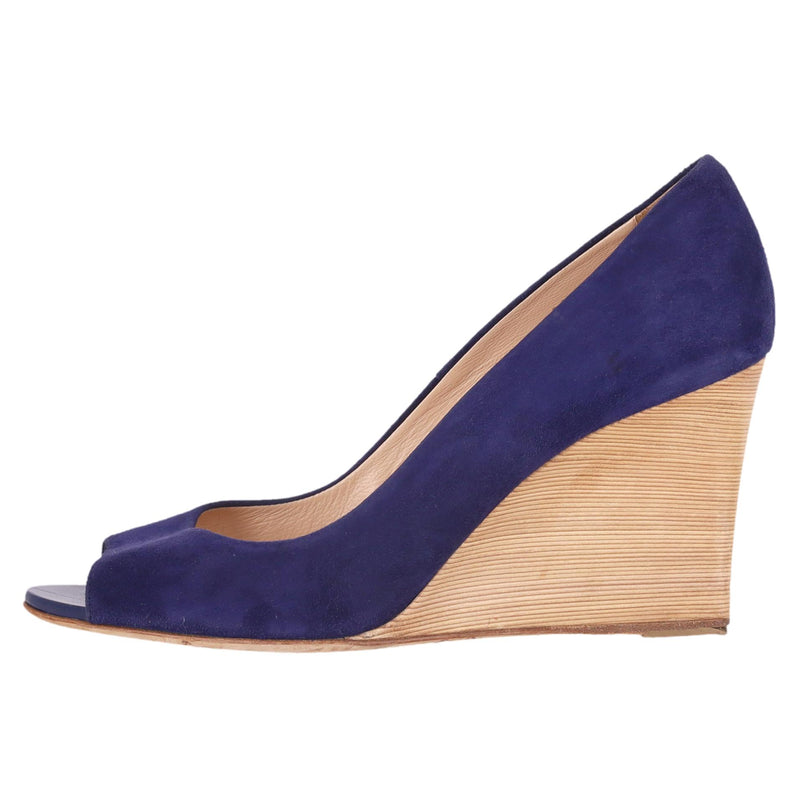 Tod's Suede Peep-Toe Wedge Pumps. Size 39