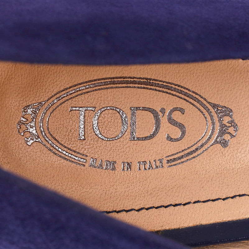 Tod's Suede Peep-Toe Wedge Pumps. Size 39