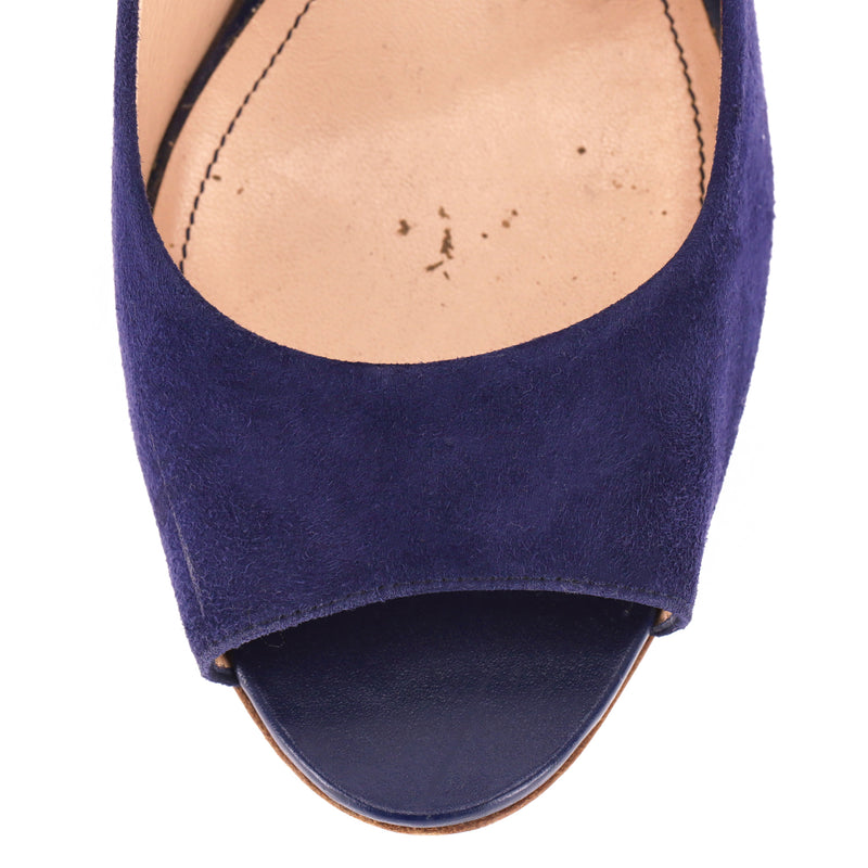 Tod's Suede Peep-Toe Wedge Pumps. Size 39