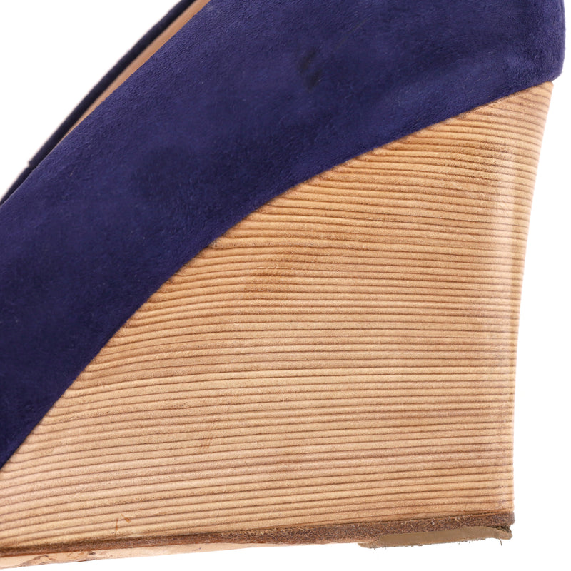 Tod's Suede Peep-Toe Wedge Pumps. Size 39