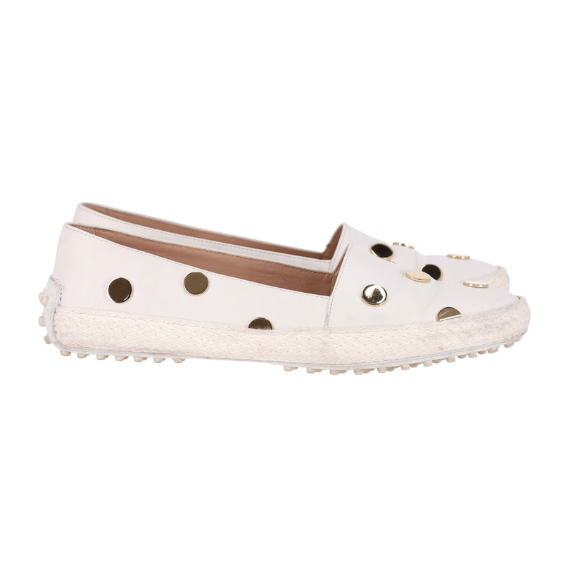 Tod's Gommino Leather Loafers With Polka-Dot Stud Pattern. Size 38.5