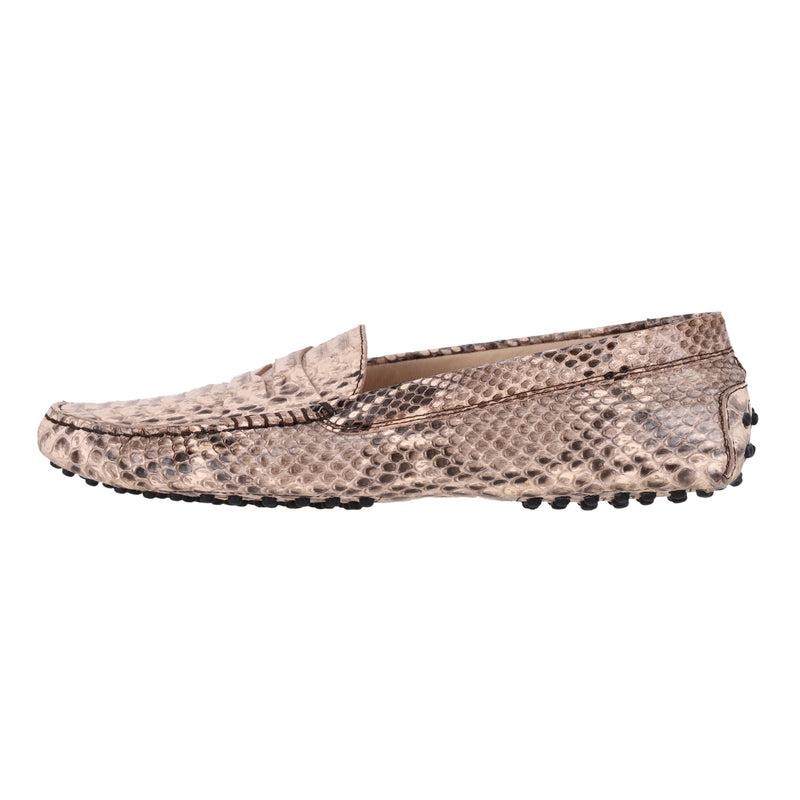 Tod's Snake Embossed Leather Driving Loafers. Size 39.5