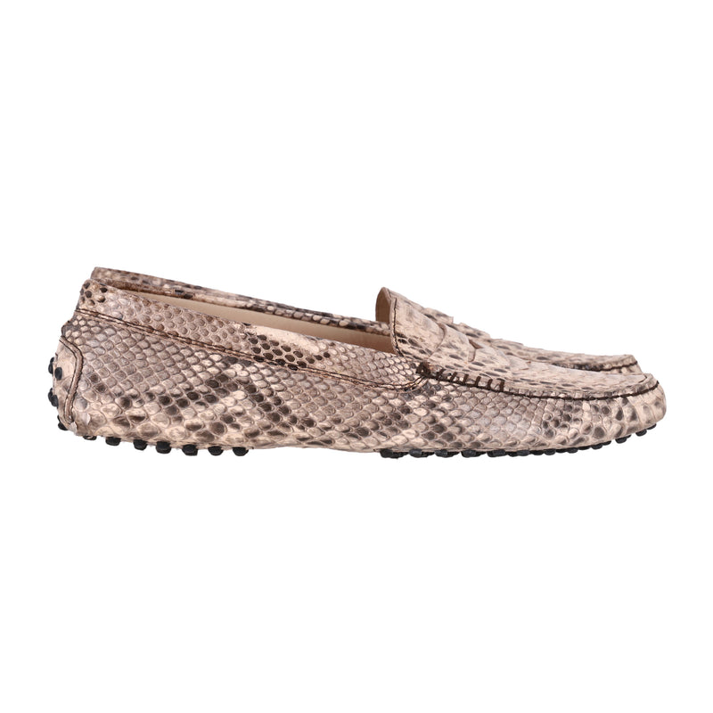 Tod's Snake Embossed Leather Driving Loafers. Size 39.5