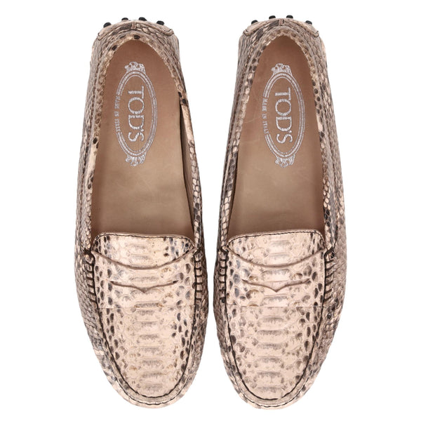 Tod's Snake Embossed Leather Driving Loafers. Size 39.5