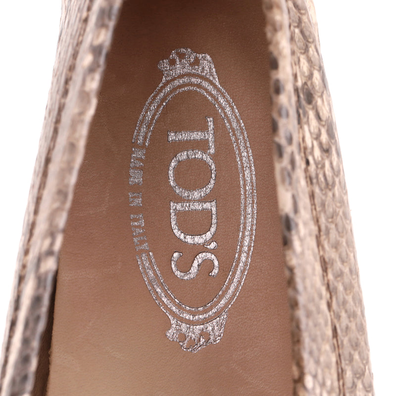 Tod's Snake Embossed Leather Driving Loafers. Size 39.5