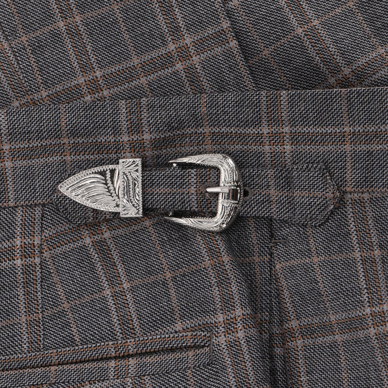 Togo Pulla Checked Wool Trousers With A Side Slit. Size XS