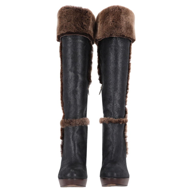 Tory Burch Sebastian Leather & Shearling Knee-High Boots. Size 39