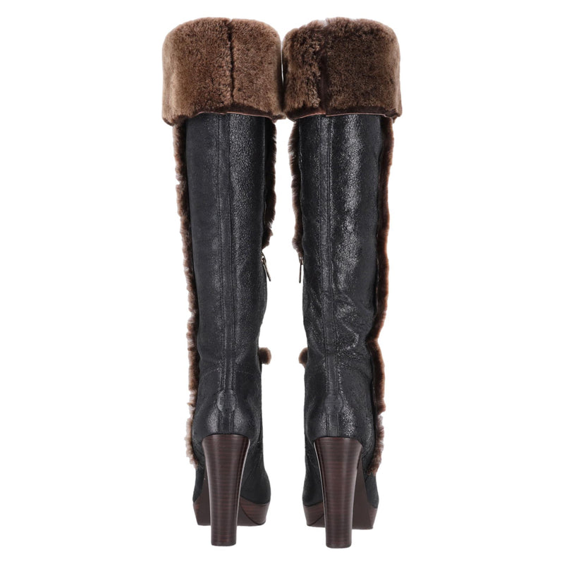 Tory Burch Sebastian Leather & Shearling Knee-High Boots. Size 39