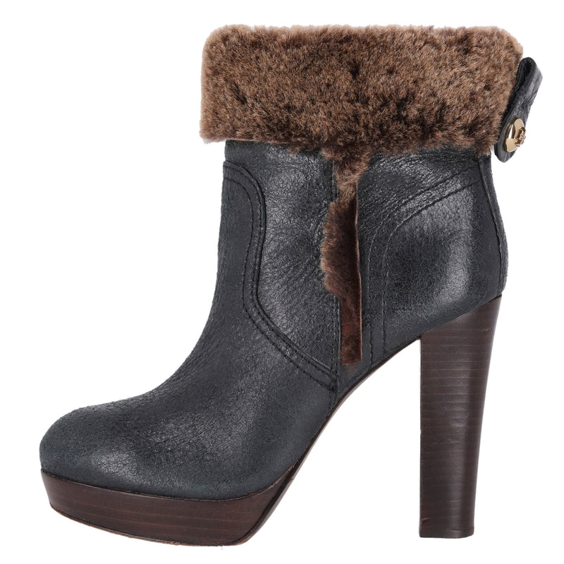 Tory Burch Leather & Shearling Sebastian Ankle Boots. Size 38