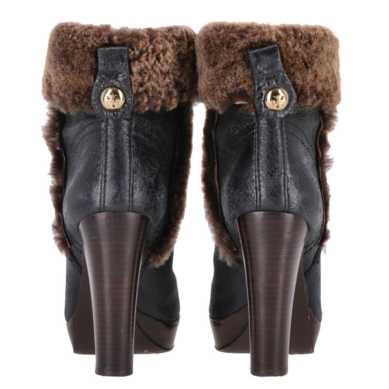 Tory Burch Leather & Shearling Sebastian Ankle Boots. Size 38