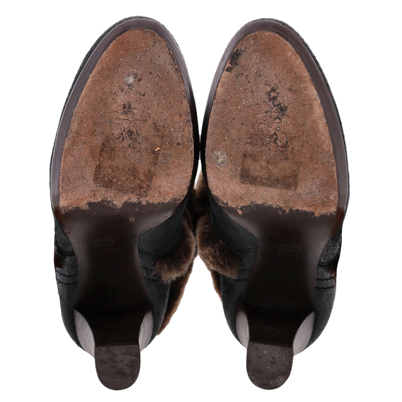 Tory Burch Leather & Shearling Sebastian Ankle Boots. Size 38